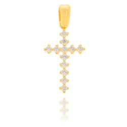 Złoty krzyżyk pr. 585 Krzyżyk prosty cyrkonie ZK033