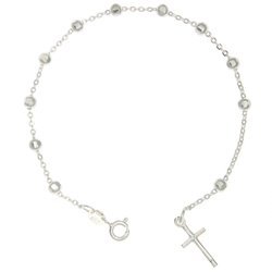 Różaniec srebrny - bransoletka różańcowa na rękę, dziesiątka diamentowana 4 mm srebro pr. 925 BRP24