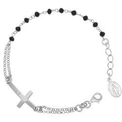 Różaniec srebrny - bransoletka na rękę, dziesiątka czarny, 3,6-4,4 g, srebro pr. 925 BRS48
