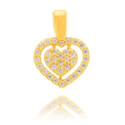 Złota przywieszka pr. 585 Podwójne serce z cyrkoniami ZP007