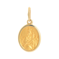 Złoty medalik pr. 585 M.B. Szkaplerzna owal z pogrubioną ramką ZM024