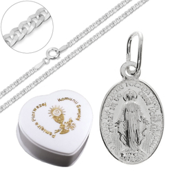 Zestaw medalik srebrny Cudowny Medalik, łańcuszek, pudełko ML001/GDSEP50-45/P20