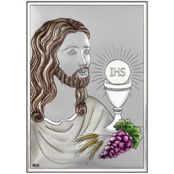 Obrazek Srebrny Pamiątka I Komunii prostokąt kolor DS126C