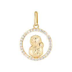 Złoty medalik pr. 585 Matka Boska Częstochowska cyrkonie ZM155