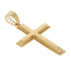 Złoty krzyżyk duży 6,5 cm krzyż gładki 3D złoto pr. 585 ZK079