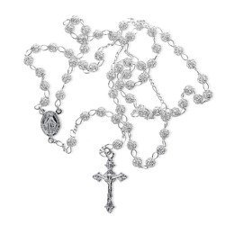 Różaniec srebrny pełny 5 dziesiątek na szyję ażurowy 5 mm srebro pr. 925 RC001