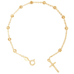 Różaniec srebrny - bransoletka różańcowa na rękę, dziesiątka 4 mm diamentowana, ok 3,1 g pozłacane srebro pr. 925 BRP34