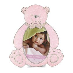 Ramka dziecięca z masy perłowej - różowa, miś 473-3302