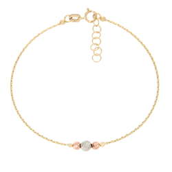 Złota bransoletka damska z kolorowymi kuleczkami złoto pr.585 ZBK006
