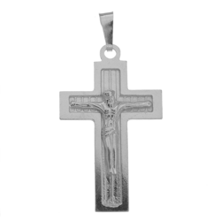 Medalik srebrny - Krzyżyk z wizerunkiem Jezusa MO143