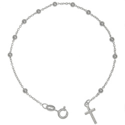 Różaniec srebrny - bransoletka różańcowa na rękę, dziesiątka 2,5 mm diamentowana, ok. 1,9 g rodowane srebro pr. 925 BRP37