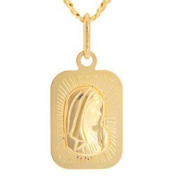Złoty medalik pr. 585 Matka Boska profil prostokąt ZM085