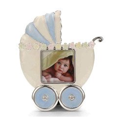 Ramka dziecięca z masy perłowej - niebieska, wózek 473-3334