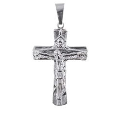 Krzyż srebrny Trójcy Świętej na Bierzmowanie z wizerunkiem Jezusa MO122