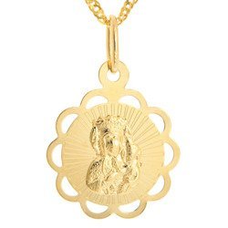 Złoty medalik pr. 585 M.B. Częstochowska kwiat ażur ZM045