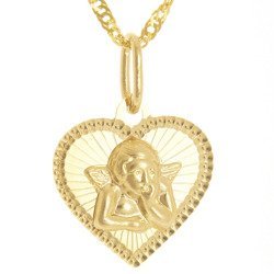 Złoty medalik pr. 585 Aniołek serce  ZM106