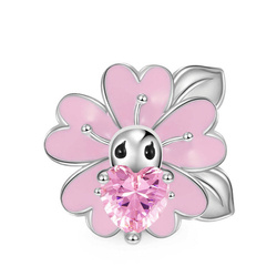 Srebrna przywieszka pr 925 Charms kwiatek owad serce PAN189