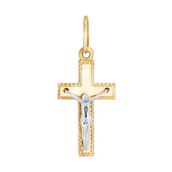 Złoty krzyżyk pr. 585 z wizerunkiem Pana Jezusa dwukolorowy ZK075