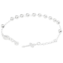 Różaniec srebrny - bransoletka różańcowa na rękę, dziesiątka, kulka 5 mm, srebro pr. 925 BRS54