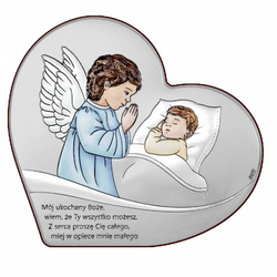 Obrazek srebrny Aniołek Pamiątka Chrztu Świętego DS149C