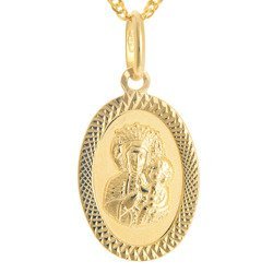 Złoty medalik pr. 585 M.B. Częstochowska owal ramka ZM029