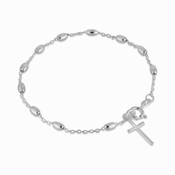 Różaniec srebrny rodowany - bransoletka różańcowa na rękę, dziesiątka 3,0 mm, ok. 2,7 g srebro pr. 925 BRP43