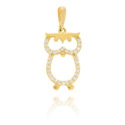 Złota przywieszka pr. 585 Sowa cyrkonie ZP018