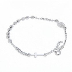 Różaniec srebrny - bransoletka na rękę, dziesiątek, diamentowany, 4,0-4,4 g, rodowane srebro pr. 925 BRS28