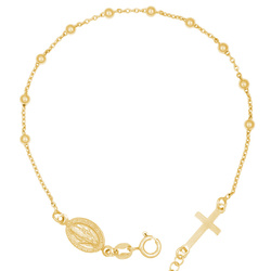 Różaniec srebrny pozłacany - bransoletka na rękę, dziesiątka, gładka kulka 3 mm, 2,8-3,5 g, srebro pr. 925 BRS56