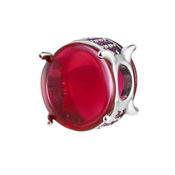 Srebrna przywieszka pr 925 Charms wiśniowy rubinowy kamień cyrkonie PAN208