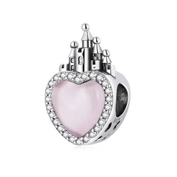 Srebrna przywieszka pr 925 Charms różowe serce zamek Love yourself PAN222
