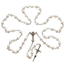 Różaniec komunijny serduszka perłowe RCM03