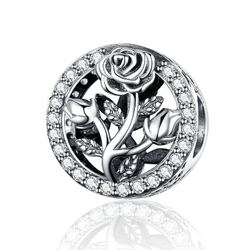 Srebrna przywieszka pr 925 Charms róża cyrkonie PAN082