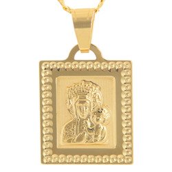 Złoty medalik pr. 585 Matka Boska Częstochowska kwadrat  ZM081